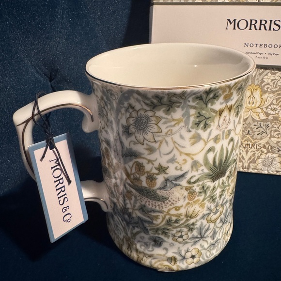 William Morris & Co. coordinating fine china coffee mug & faux leather journal - Picture 2 of 7